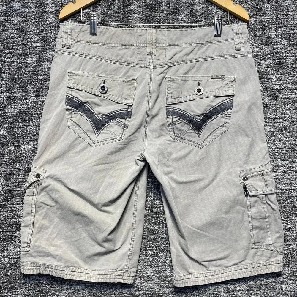 Salvage Supply Co Cargo Shorts Mens 32 Gray Embroidered Flap Pocket Workwear